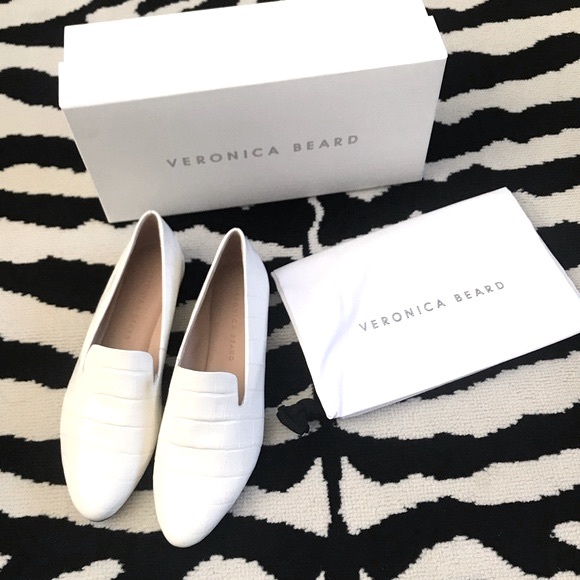 NWT Veronica Beard Griffin White Croc Embossed Slip On Loafer Size 7.5 - Picture 7 of 11